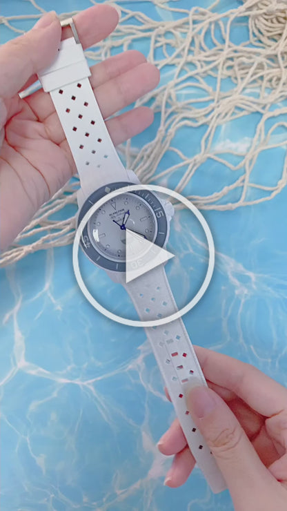 Textured Curved Rubber Watch Strap for Swatch X Blancpain - Green