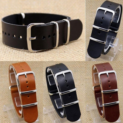 Single Piece Universal Leather Strap - Black / 18mm / 20mm / 22mm