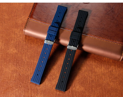 Premium Rubber Waffle Universal Watch Strap - Black / 20mm / 22mm
