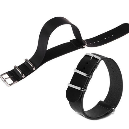 Single Piece Universal Leather Strap - Black / 18mm / 20mm / 22mm
