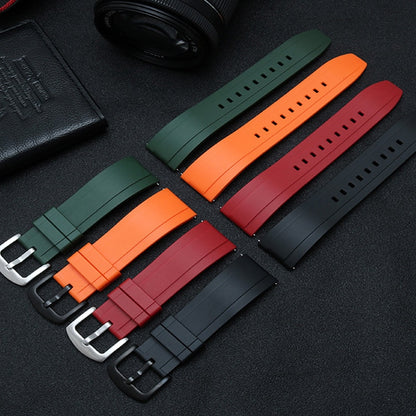 Straight End FKM Rubber Universal Dive Strap - Black / 20mm / 22mm