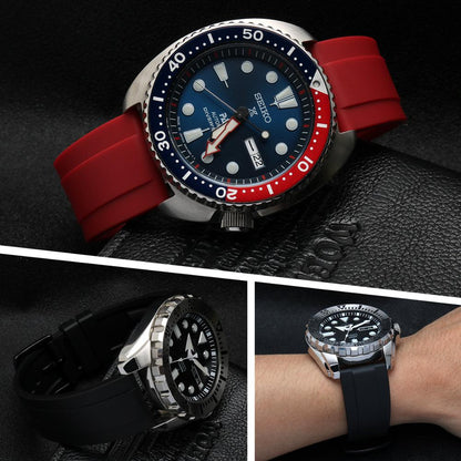 Straight End FKM Rubber Universal Dive Strap - White / 20mm / 22mm