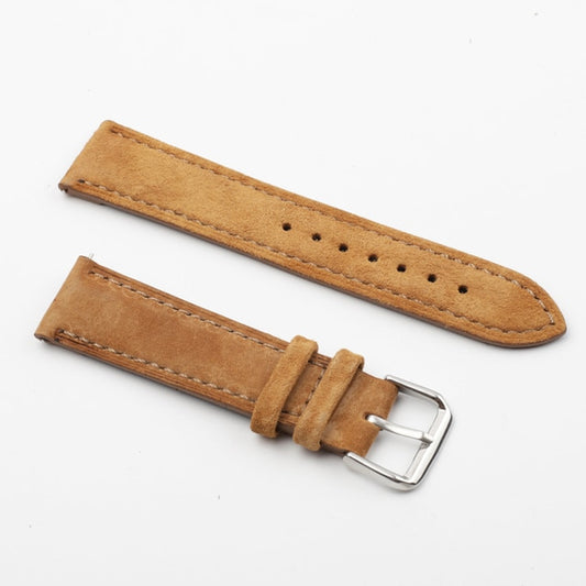 優質絨面革錶帶 - 棕褐色