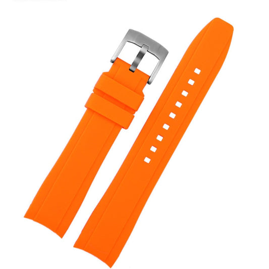 弧形末端 FKM 橡膠潛水錶帶 - 橙色