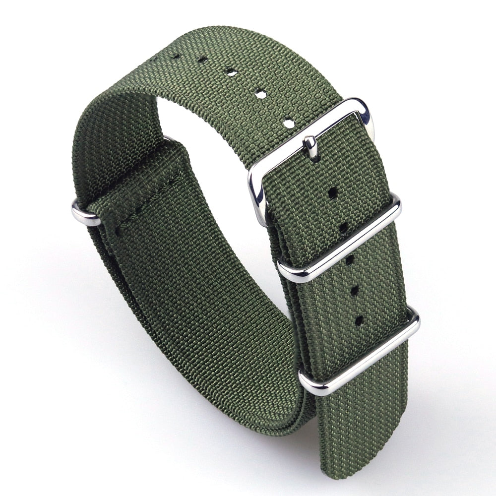 Ribbed Nylon Strap - Green