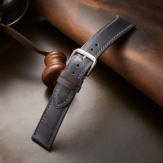 Genuine Leather Watch Strap - Gray