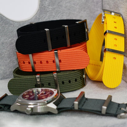 Ribbed Universal Nylon Strap - Orange / 18mm / 20mm / 22mm