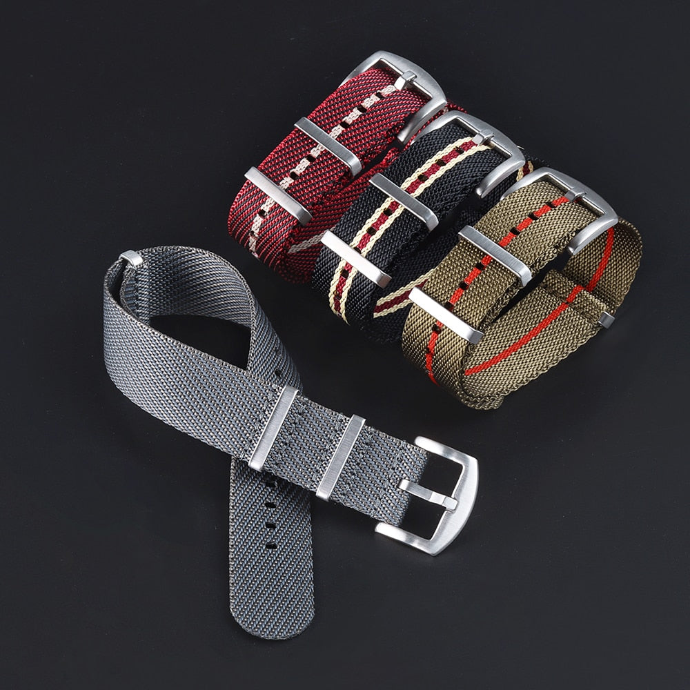 Premium Nylon Strap - Black Beige Red