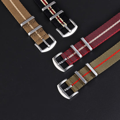 Premium Universal Nylon Strap - Black Beige Red / 20mm / 22mm