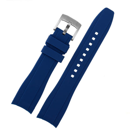 弧形末端 FKM 橡膠潛水錶帶 - 藍色