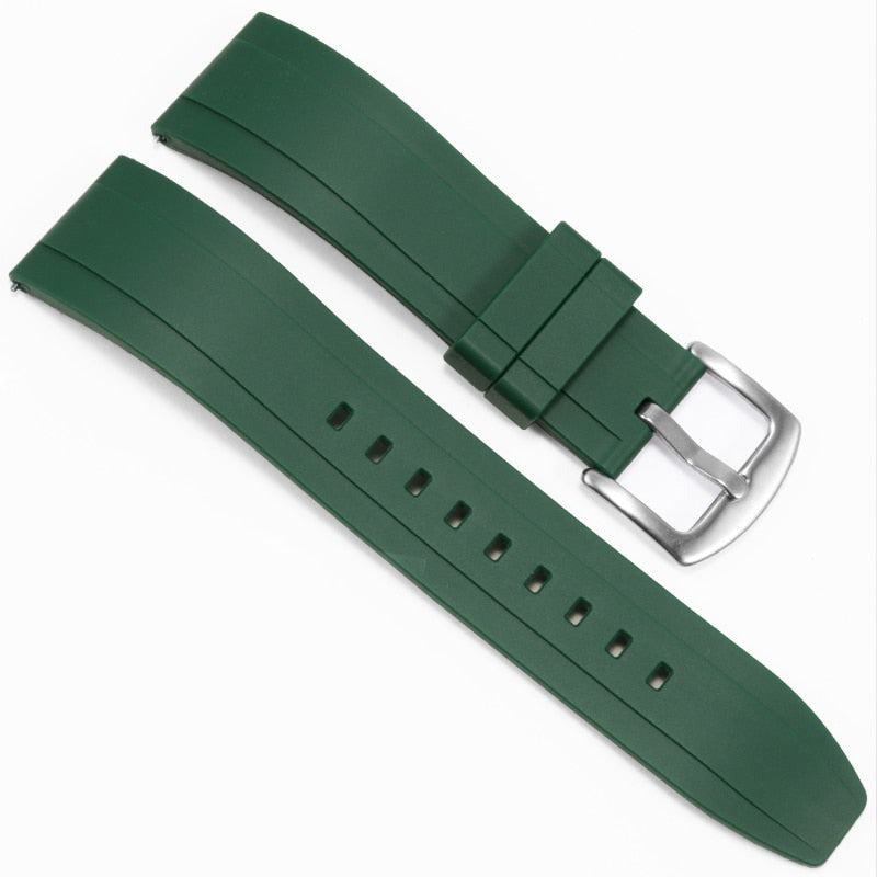 Straight End FKM Rubber Dive Strap - Green