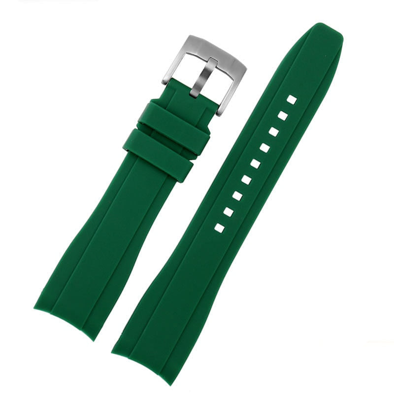Curved End FKM Rubber Dive Strap - Green