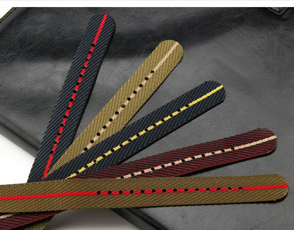 Premium Adjustable Universal Nylon Strap - Green and Red / 20mm / 22mm