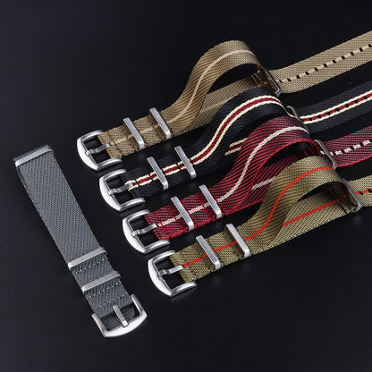 Premium Universal Nylon Strap - Black Beige Red / 20mm / 22mm