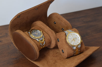 Watch Roll Travel Case - Brown